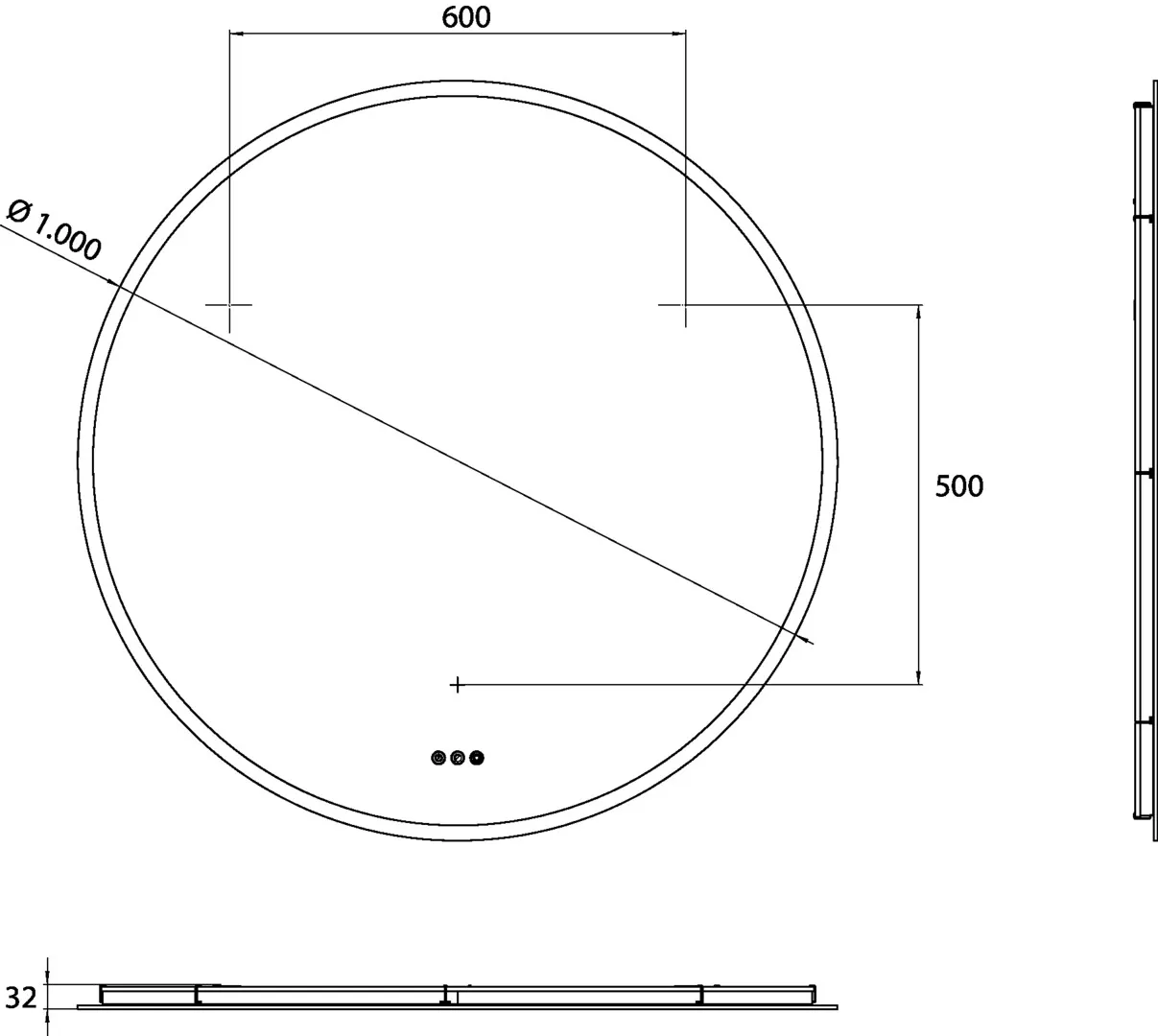 LED-Lichtspiegel pure++ Durchmesser 1000mm mit Spiegelheizung LED-Lichtspiegel pure++ Durchmesser 1000mm mit Spiegelheizung