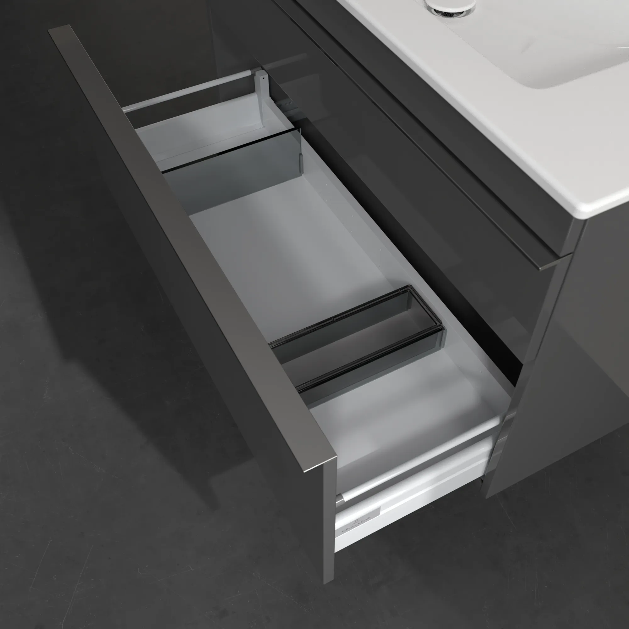 Villeroy & Boch Waschtischunterschrank „Venticello“ für Schrankwaschtisch 953 × 590 × 502 mm Glossy Grey, für Becken mittig