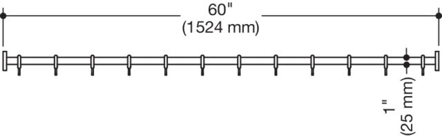 Vorhangstange, d:25, L=1524mm, plvb weiß tiefmatt