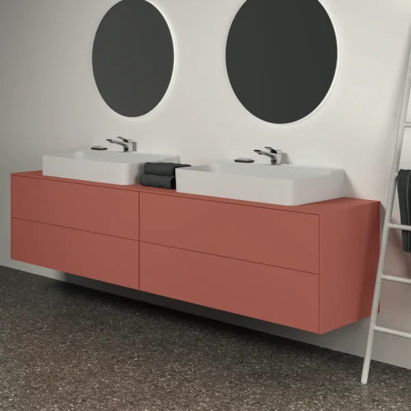 Ideal Standard Conca Waschtischunterschrank, 4 Auszüge, Push-Open mit Softclose-Einzug, Sunset matt, 2387x505x550 mm Ideal Standard Conca Waschtischunterschrank, 4 Auszüge, Push-Open mit Softclose-Einzug, Sunset matt, 2387x505x550 mm