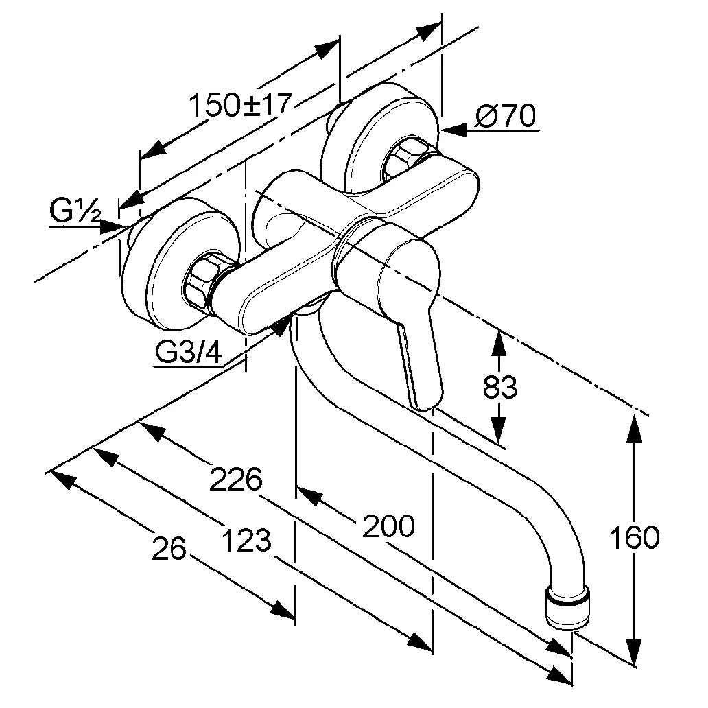Kludi LOGO NEO Spültisch-Wand-EHM schwenkbarer Auslauf chrom Kludi LOGO NEO Spültisch-Wand-EHM schwenkbarer Auslauf chrom