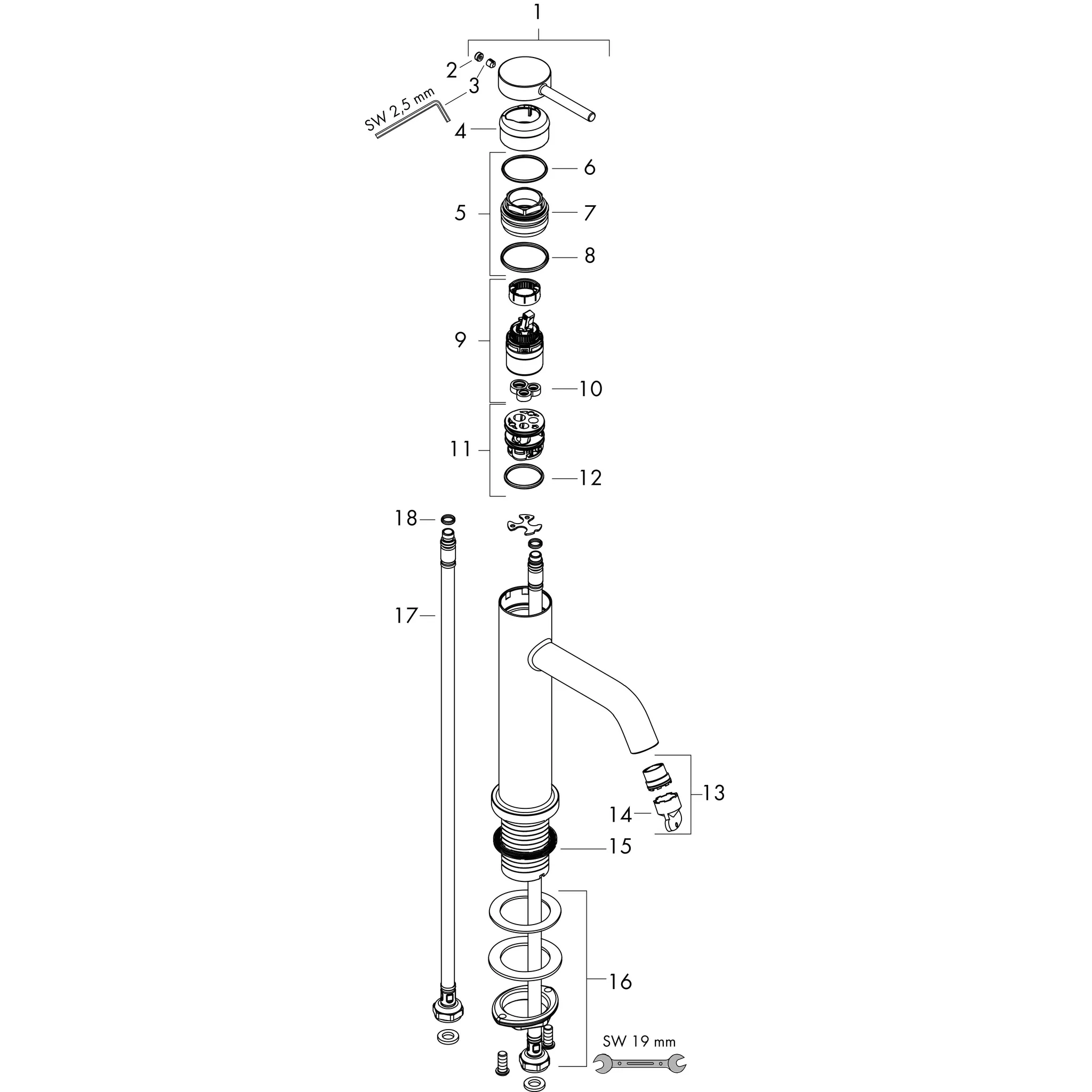 Hansgrohe Tecturis S Einhebel-Waschtischmischer 110 CoolStart EcoSmart+ ohne Ablaufgarnitur BBR, Brushed Bronze, Ausladung 116 mm, Auslaufhöhe 105 mm