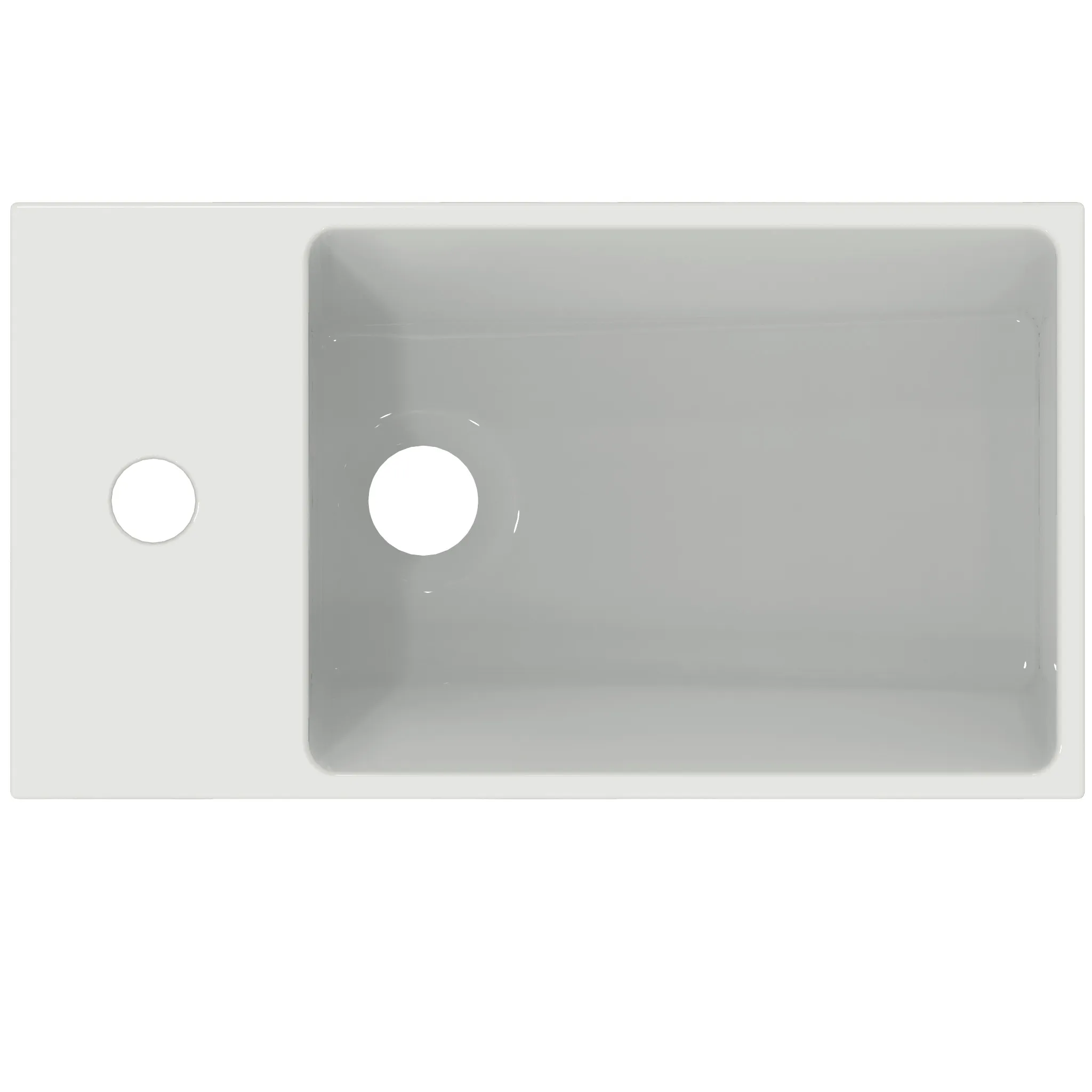 Waschbecken „Extra“ 45 × 25 × 15 cm, Hahnlochposition links in Weiß