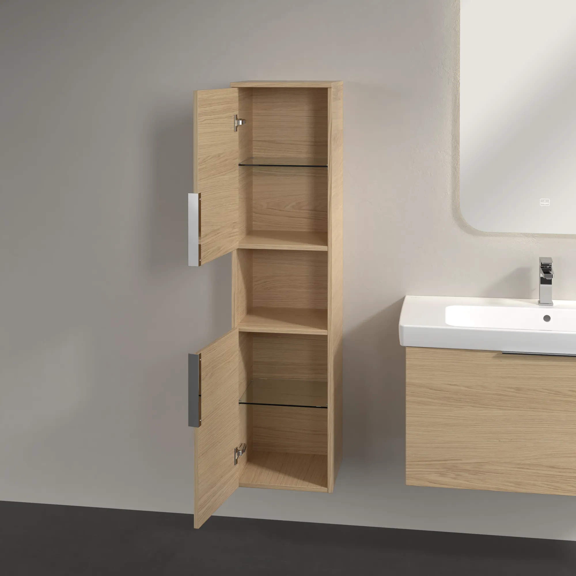 Villeroy & Boch Hochschrank Architectura B89700 Nordic Oak, 350x1400x346mm, 2 Türen, SoftClosing, Wandmontage Villeroy & Boch Hochschrank Architectura B89700 Nordic Oak, 350x1400x346mm, 2 Türen, SoftClosing, Wandmontage