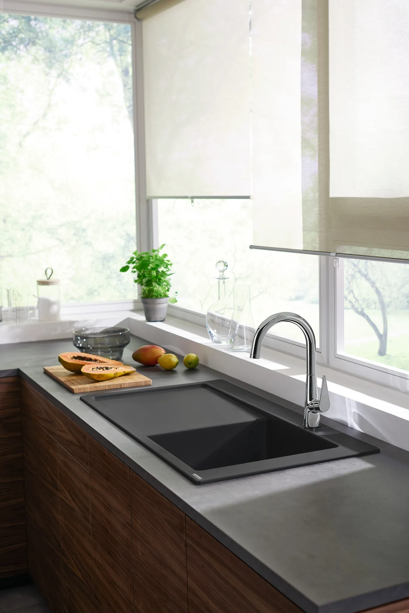 Hansgrohe Einbauspüle S51, Serie S514-F450, Steingrau, 1030 x 490 mm, 1 Hauptbecken mit Abtropffläche, Beckentiefe 190 mm Hansgrohe Einbauspüle S51, Serie S514-F450, Steingrau, 1030 x 490 mm, 1 Hauptbecken mit Abtropffläche, Beckentiefe 190 mm