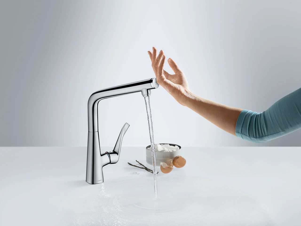 Hansgrohe Metris Select M71 Einhebel-Küchenmischer 320, 1-Jet, Chrom, Schwenkbereich einstellbar in 3 Stufen auf 110°, 150° oder 360°, Laminarstrahl, Select-Knopf zum komfortablen An- und Abstellen des Wasserstrahls, maximale Durchflussmenge bei 3 bar: 8 Hansgrohe Metris Select M71 Einhebel-Küchenmischer 320, 1-Jet, Chrom, Schwenkbereich einstellbar in 3 Stufen auf 110°, 150° oder 360°, Laminarstrahl, Select-Knopf zum komfortablen An- und Abstellen des Wasserstrahls, maximale Durchflussmenge bei 3 bar: 8