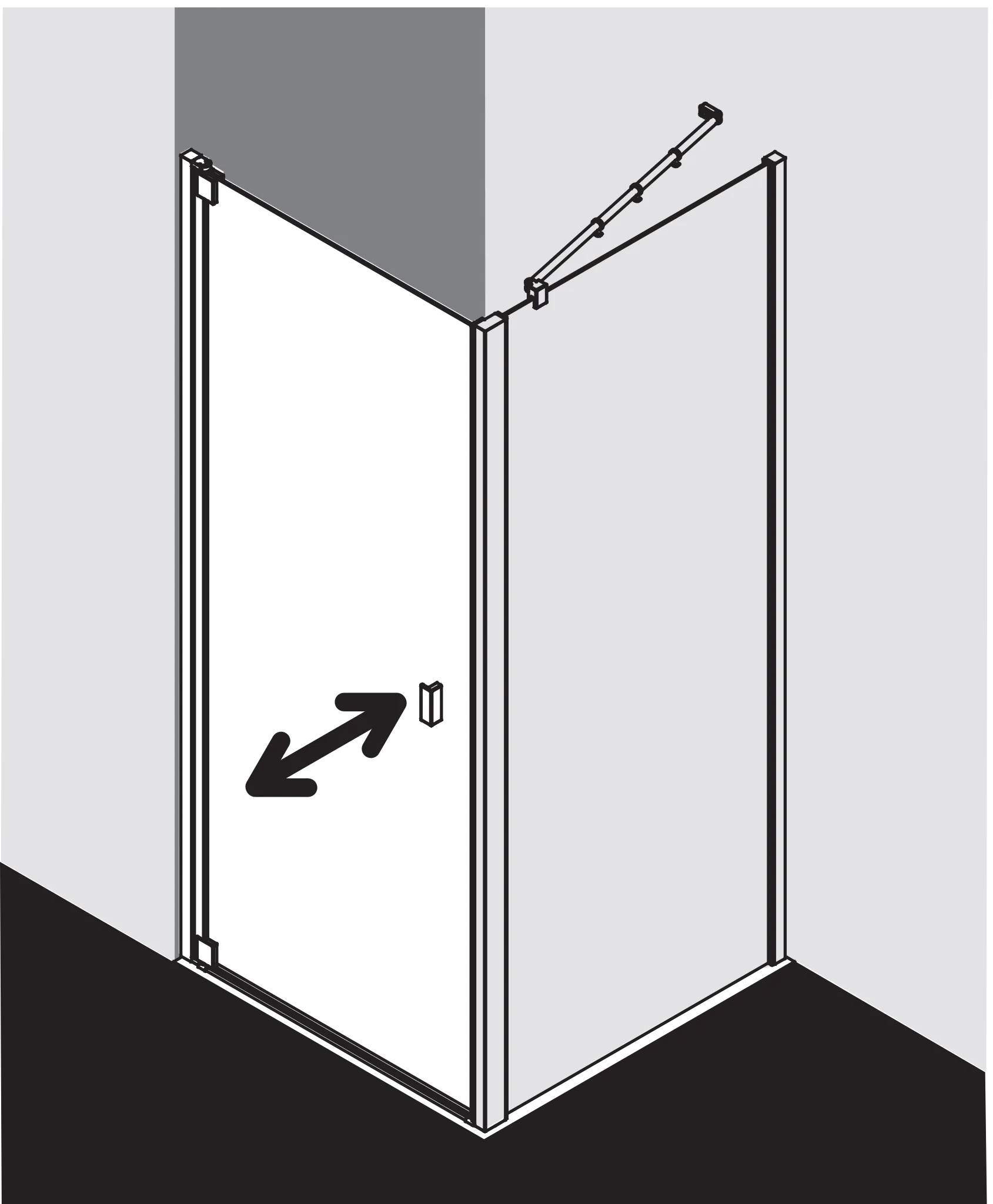 Kermi Pendeltür 1-flügelig links für Nische und Ecke „RAYA“ Glas Klar Dekor Stripe 3, Profile Silber Mattglanz, BV: 768 - 808 mm GAK: 755 - 785 mm WE: 768 - 808 mm H: 2000 mm Kermi Pendeltür 1-flügelig links für Nische und Ecke „RAYA“ Glas Klar Dekor Stripe 3, Profile Silber Mattglanz, BV: 768 - 808 mm GAK: 755 - 785 mm WE: 768 - 808 mm H: 2000 mm