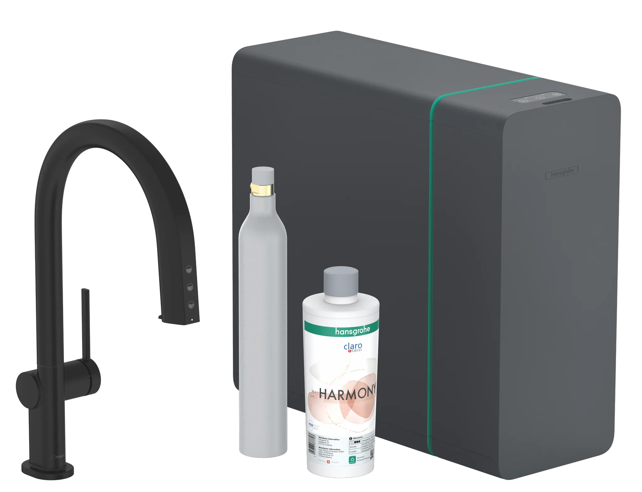 Hansgrohe Aqittura M91 SodaSystem 210 Mischer, Ausziehauslauf, 1jet, sBox, Starter Set, Mattschwarz Hansgrohe Aqittura M91 SodaSystem 210 Mischer, Ausziehauslauf, 1jet, sBox, Starter Set, Mattschwarz