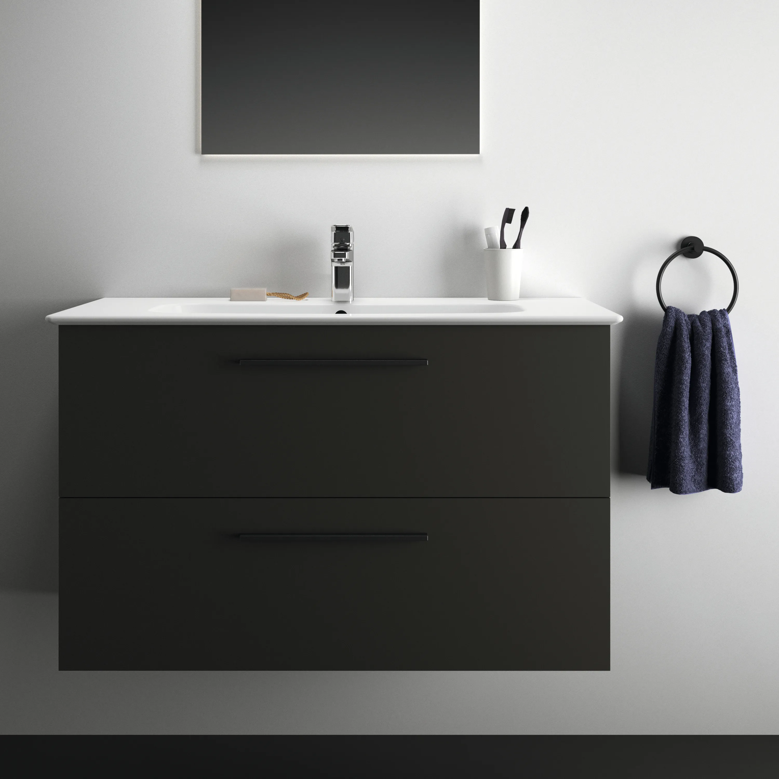 Ideal Standard Möbelwaschtischunterschrank i.life A 2 Auszüge 1000x440x630mm Carbongrau Ideal Standard Möbelwaschtischunterschrank i.life A 2 Auszüge 1000x440x630mm Carbongrau