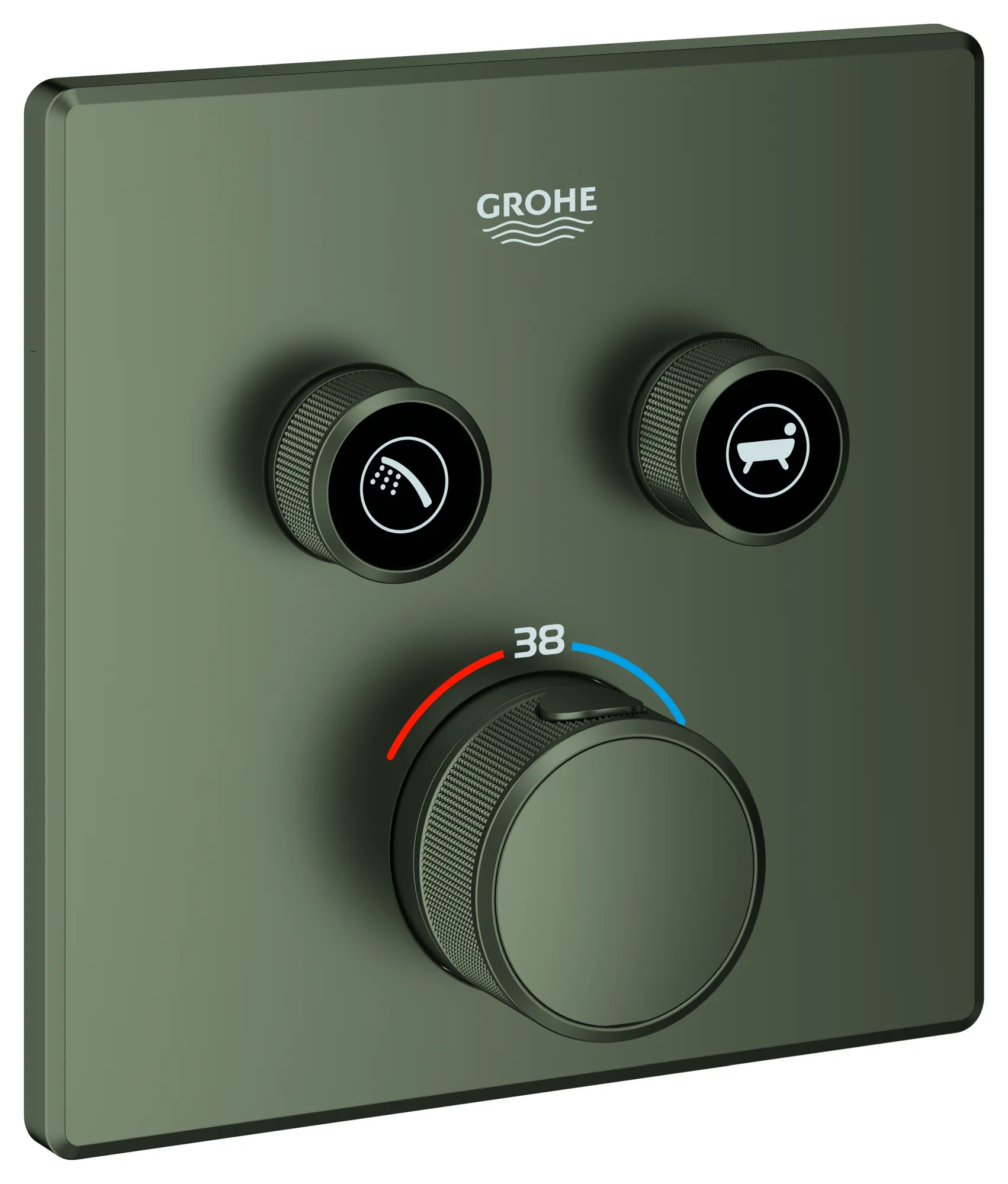 Thermostat Grohtherm SmartControl 29124, mit 2 Absperrventilen, Fertigmontageset für Rapido SmartBox, Wandrosette eckig