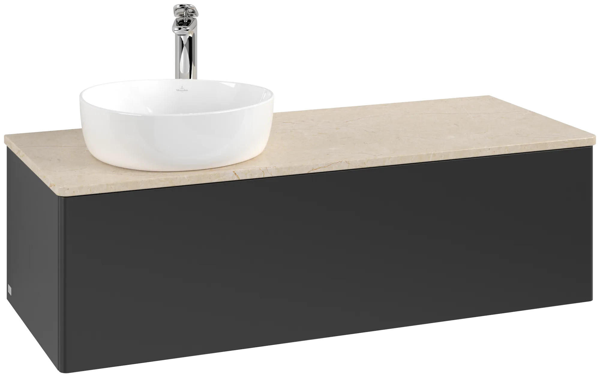 Villeroy & Boch Antao Waschbeckenunterschrank L33_5, 1200x360x500mm, Black Matt Lacquer / Botticino