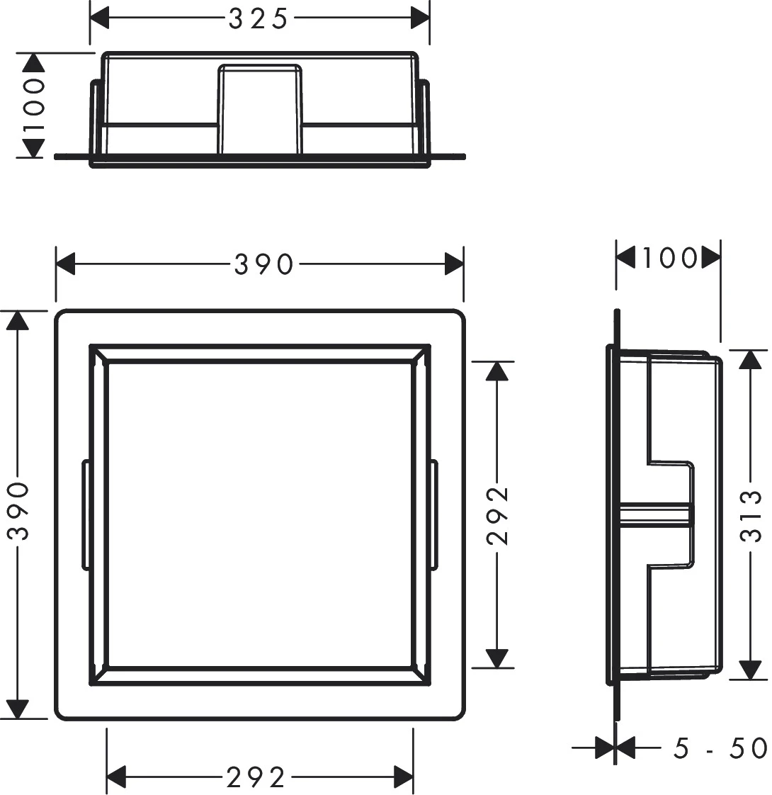 XtraStoris Original Wandnische mit integrier.Rah.300 x 300 x 100 mm BG