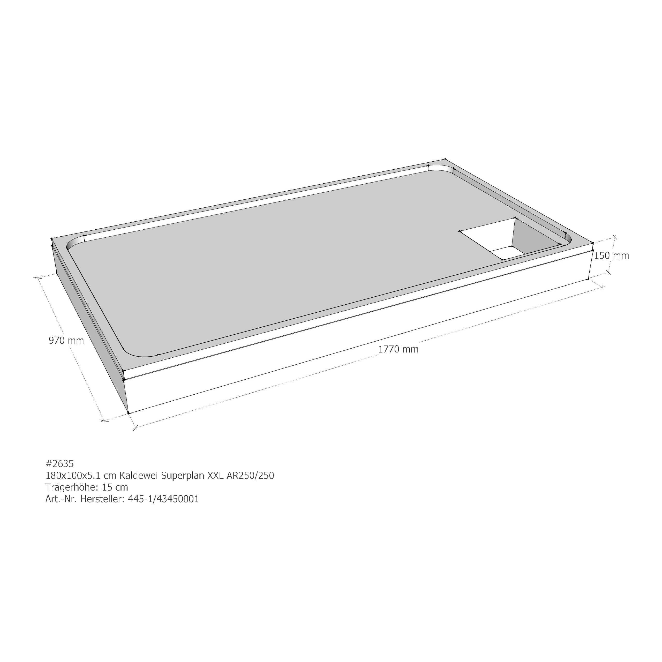 Duschwannenträger für Kaldewei Superplan XXL 180 × 100 × 5,1 cm