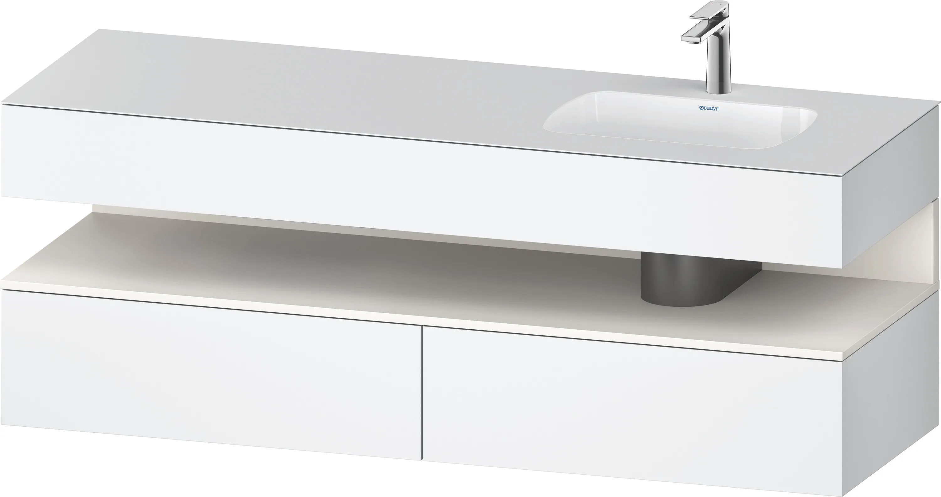 Einbauwaschtisch mit Konsolenwaschtischunterbau „Qatego“ 160 × 55 × 60 cm, mit Beleuchtung