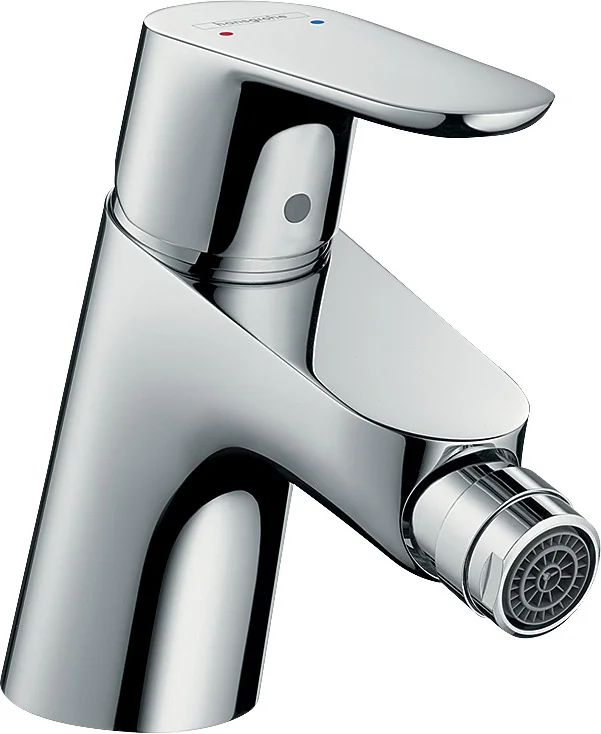 Hansgrohe Bidetmischer Focus chrom Push-Open, Einhebel-Bedienung, Ausladung 126 mm, Auslaufhöhe 54 mm, Kugelgelenk-Luftsprudler, Normalstrahl, max. Durchfluss 7,2 l/min, Keramikmischsystem, einstellbare Temperaturbegrenzung, für Durchlauferhitzer geeigne