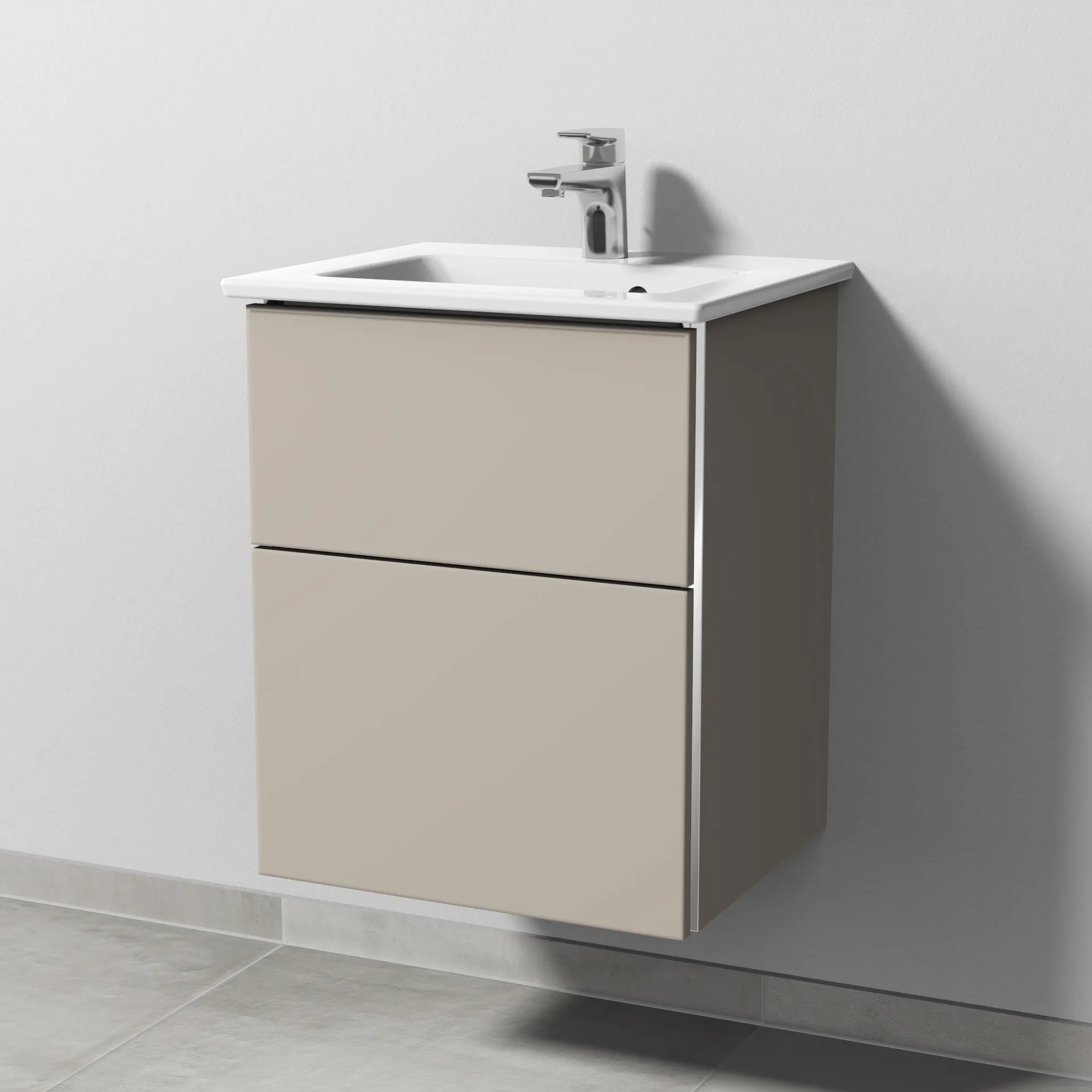 Sanipa Waschtischunterschrank „3way“ 465 × 591 × 401 mm in Kaschmir (matt), Becken mittig Sanipa Waschtischunterschrank „3way“ 465 × 591 × 401 mm in Kaschmir (matt), Becken mittig