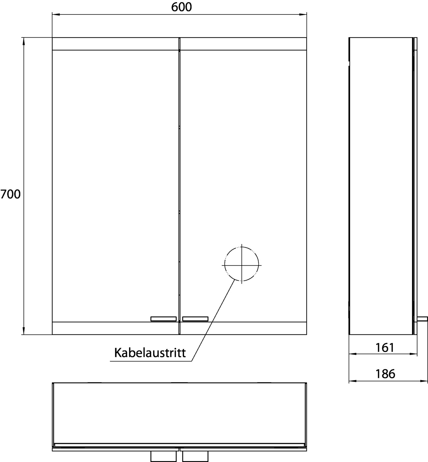 emco Aufputz-Spiegelschrank „asis evo“ 60 × 70 × 18,6 cm