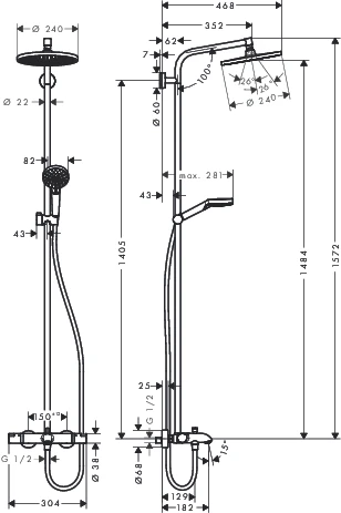 Showerpipe Crometta S 240 für Wanne chrom mit Thermostat