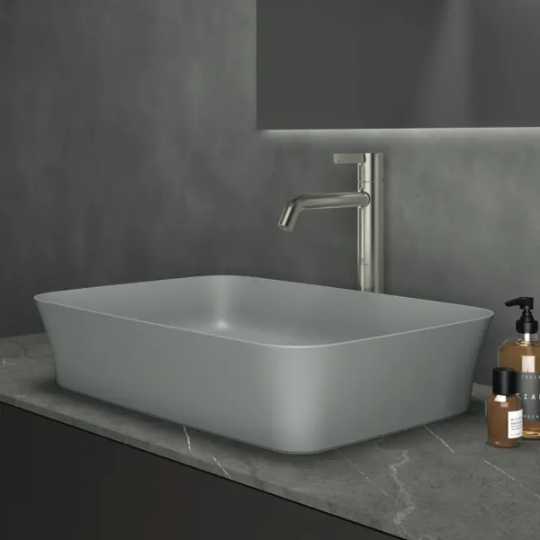 Waschbecken „Ipalyss“ 55 × 38 × 12,5 cm in Betongrau Waschbecken „Ipalyss“ 55 × 38 × 12,5 cm in Betongrau