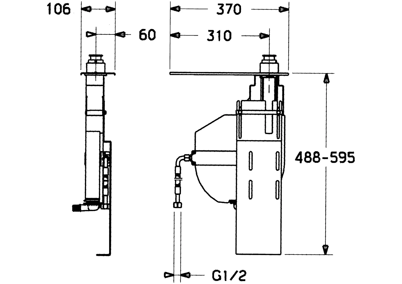 Hansa Rollbox für Schlauch Hansa 5306 mit Grundplatte, Fliesenrandmontage