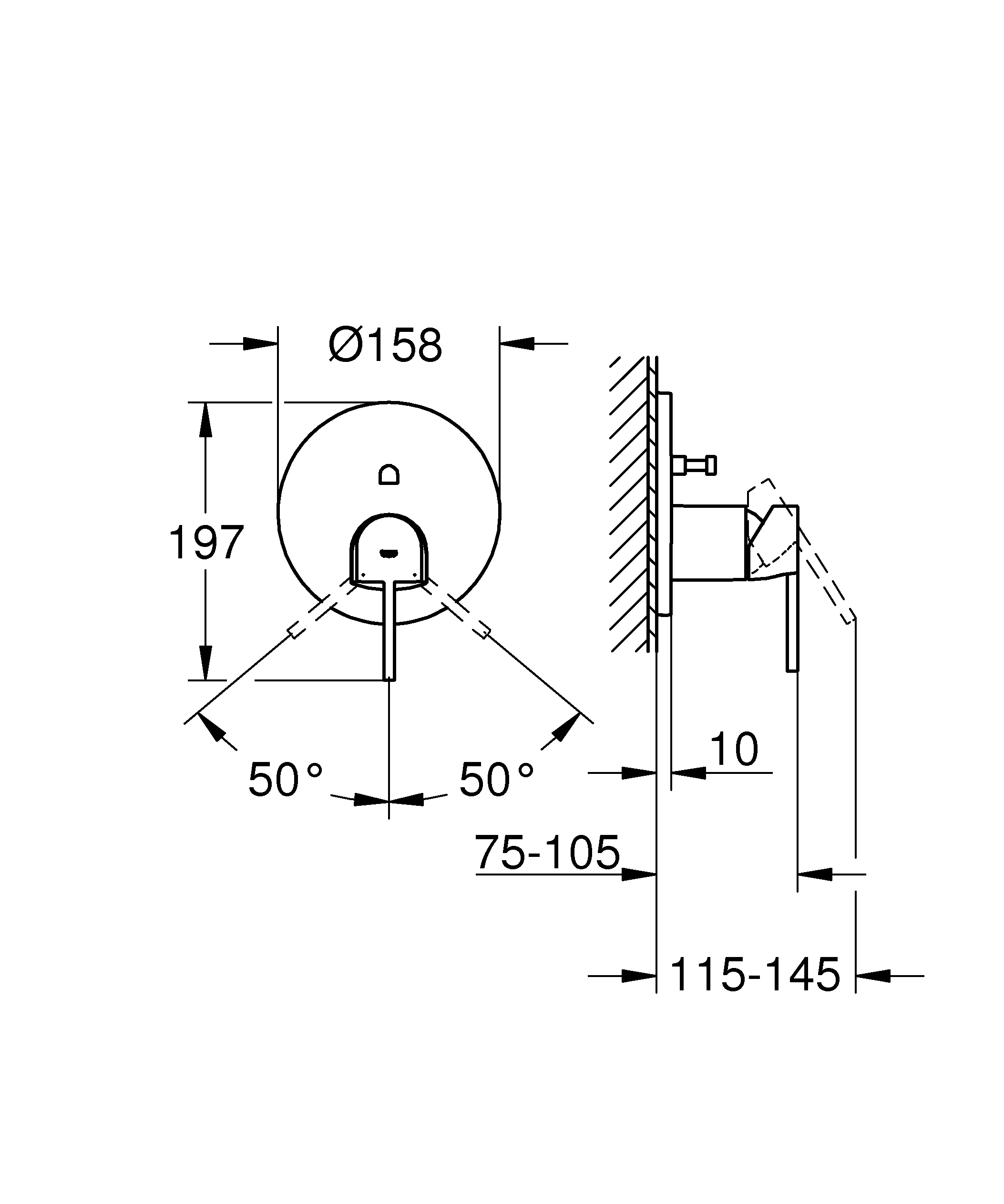 Einhand-Wannenbatterie Plus 24060_3, Fertigmontageset für Rapido SmartBox, chrom