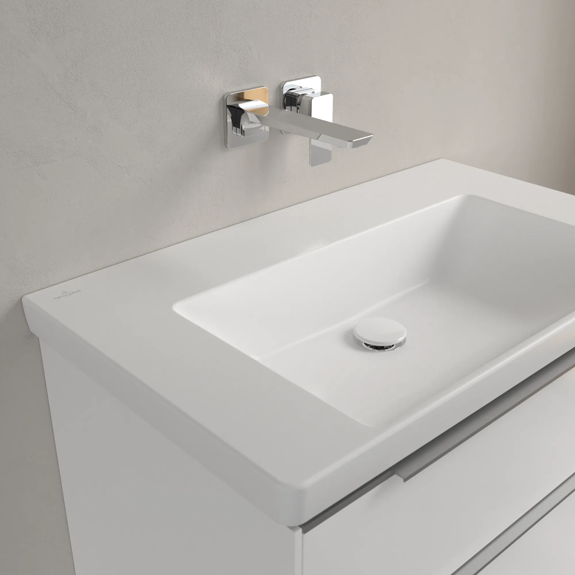 Villeroy & Boch Wandwaschtisch aus TitanCeram „Subway 3.0“ 800 × 470 × 165 mm, ohne Hahnlochbohrung in Stone White Villeroy & Boch Wandwaschtisch aus TitanCeram „Subway 3.0“ 800 × 470 × 165 mm, ohne Hahnlochbohrung in Stone White