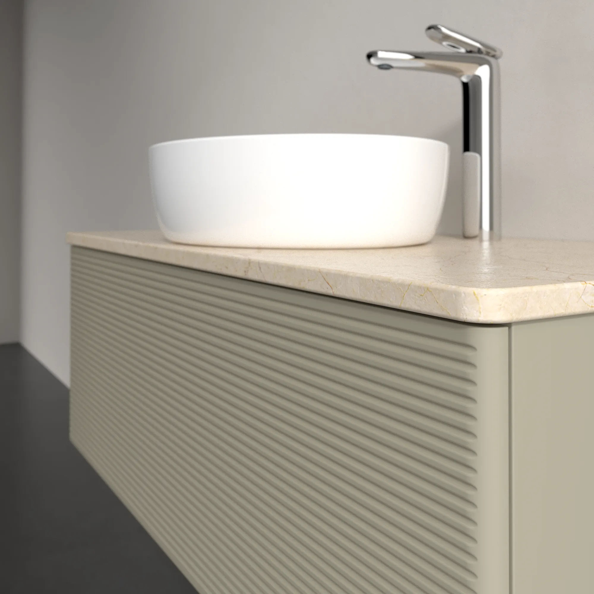 Villeroy & Boch Waschtischunterschrank „Antao“ 1000 × 360 × 500 mm Stone Grey Matt Lacquer, für Becken mittig, mit Beleuchtung Villeroy & Boch Waschtischunterschrank „Antao“ 1000 × 360 × 500 mm Stone Grey Matt Lacquer, für Becken mittig, mit Beleuchtung