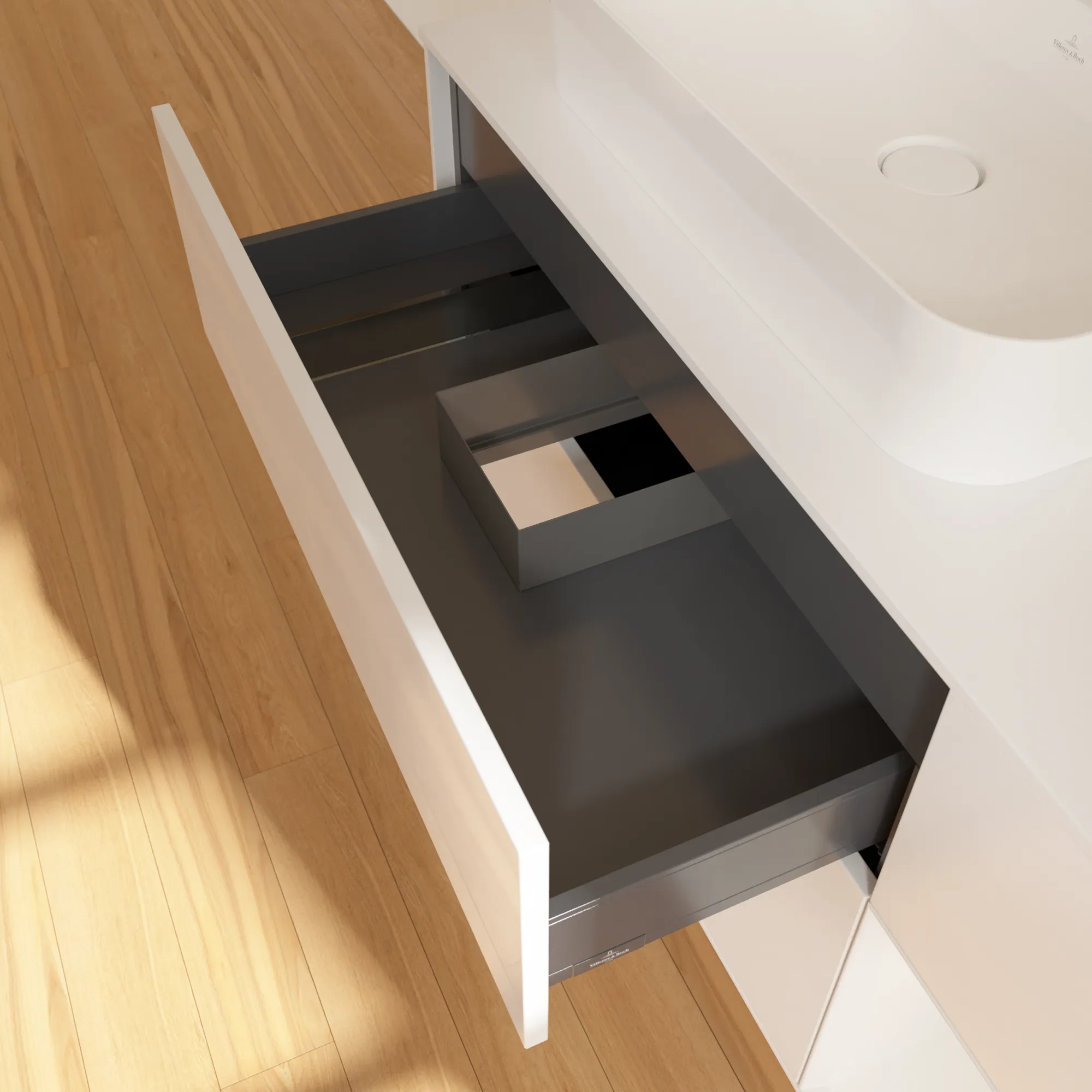 Villeroy & Boch Finion Waschbeckenunterschrank F40 1200x603x501mm Glossy White Lacquer / Glass White Matt Villeroy & Boch Finion Waschbeckenunterschrank F40 1200x603x501mm Glossy White Lacquer / Glass White Matt