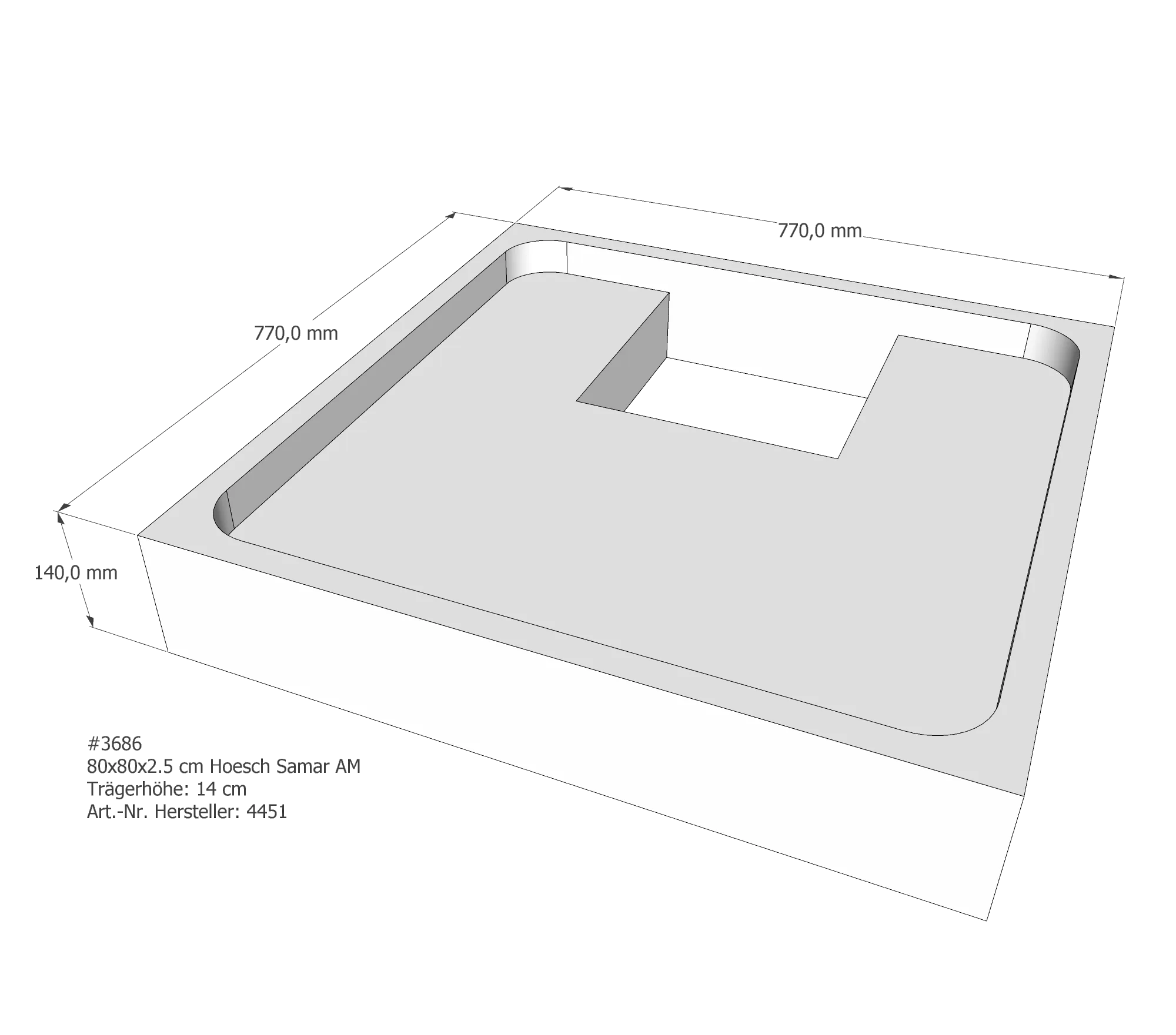 Duschwannenträger für Hoesch Samar 80 × 80 × 2,5 cm Duschwannenträger für Hoesch Samar 80 × 80 × 2,5 cm