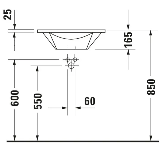 Einbauwaschtisch „Starck 1“, mit Überlauf, Hahnlochposition mittig Einbauwaschtisch „Starck 1“, mit Überlauf, Hahnlochposition mittig