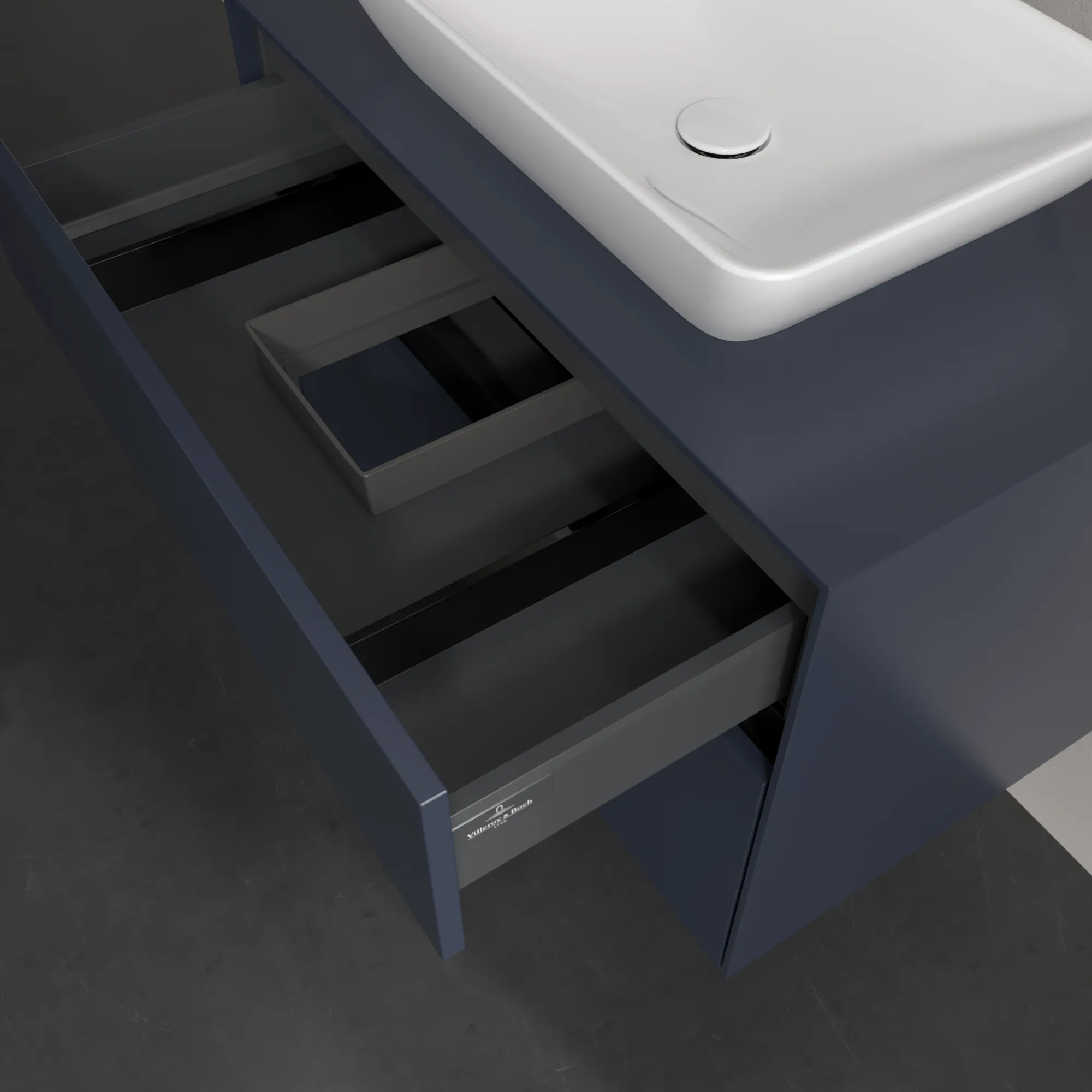 Villeroy & Boch Waschbeckenunterschrank Collaro C10800, Eckig, Marine Blue, 800x548x500 mm, mit SoftClosing, 2 Auszüge Villeroy & Boch Waschbeckenunterschrank Collaro C10800, Eckig, Marine Blue, 800x548x500 mm, mit SoftClosing, 2 Auszüge
