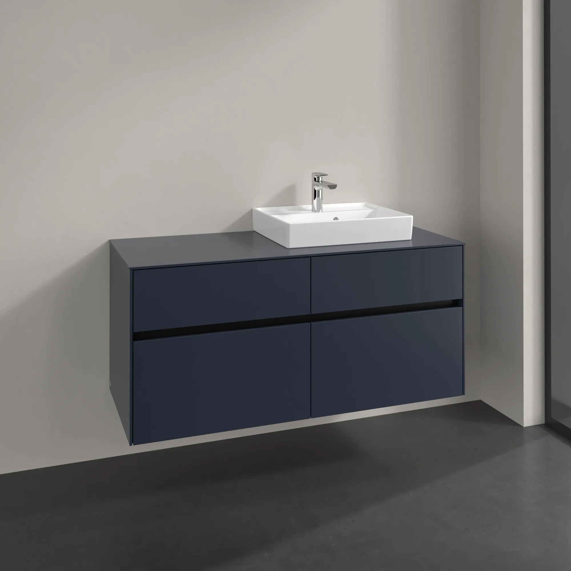 Villeroy & Boch Waschtischunterschrank „Collaro“ 1200 × 548 × 500 mm Marine Blue, ohne Beleuchtung, für Becken rechts