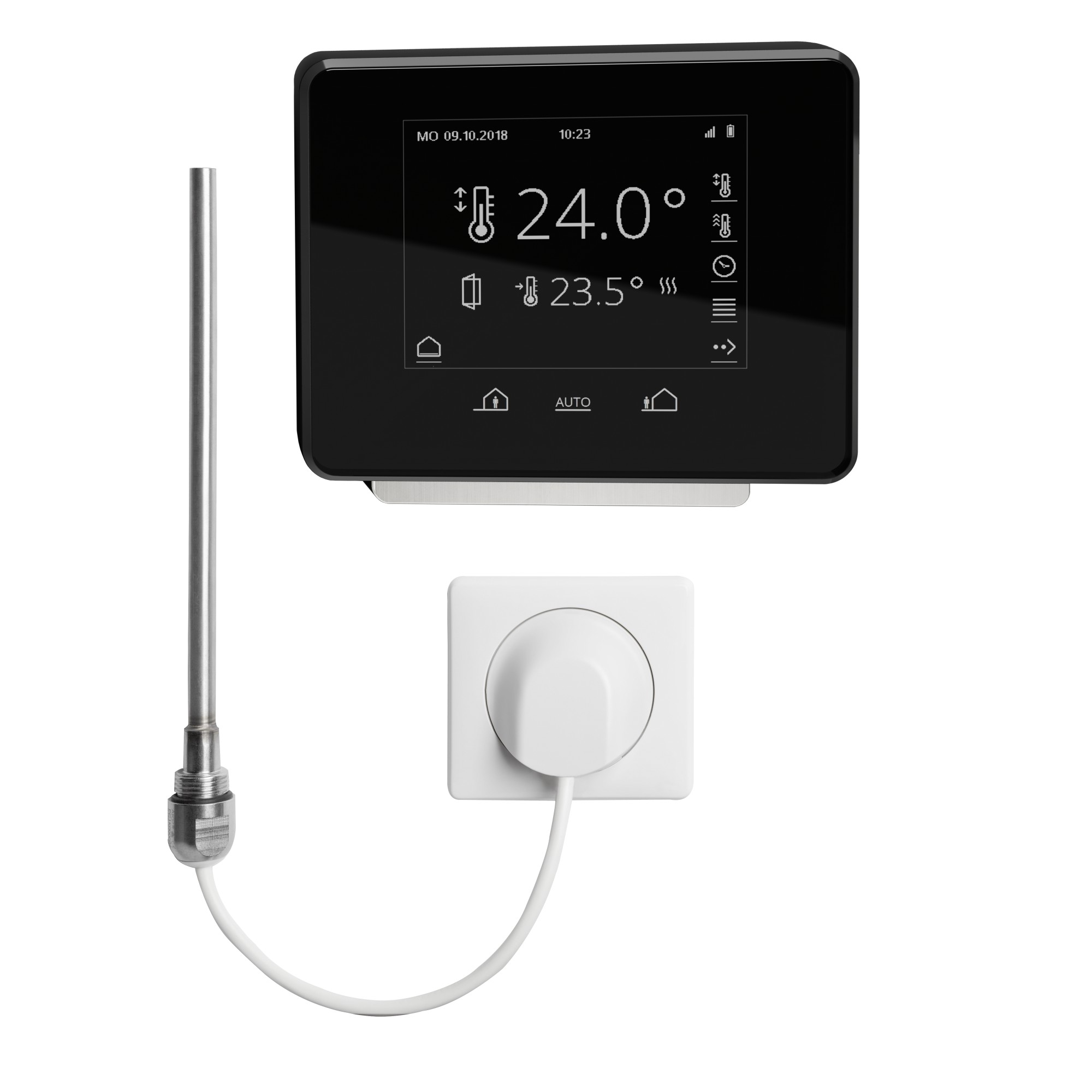 Kermi Elektro-Set inkl. Regler Funk-Comfort und Heizstab „WRX“, 300 W in schwarz / schwarz / Kermi Elektro-Set inkl. Regler Funk-Comfort und Heizstab „WRX“, 300 W in schwarz / schwarz /