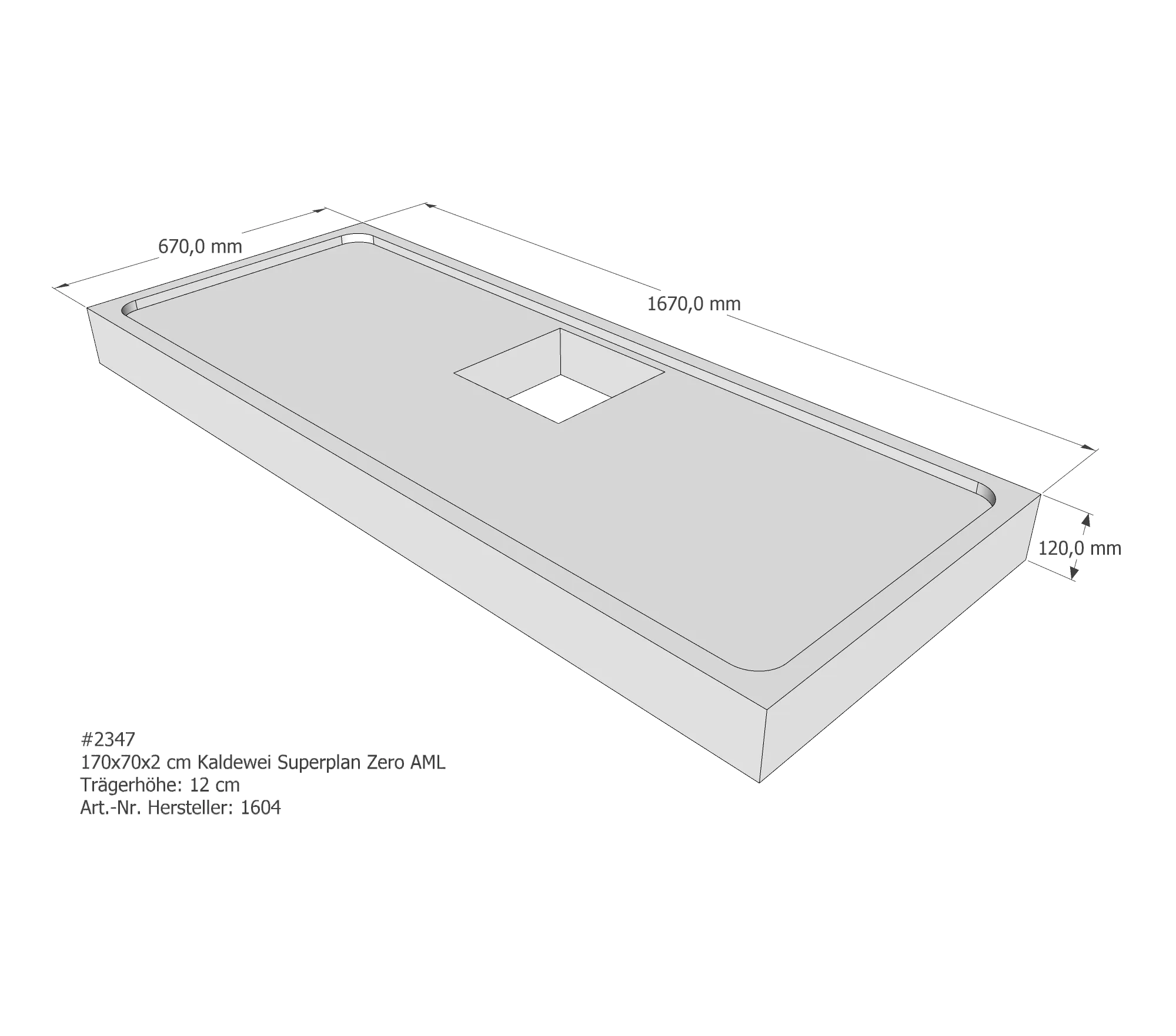 Duschwannenträger für Kaldewei Superplan Zero 170 × 70 × 2 cm Breite: 70 cm / Länge: 170 cm