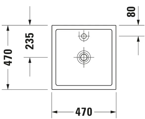 Aufsatzwaschtisch „Starck 1“, ohne Überlauf, Hahnlochposition mittig