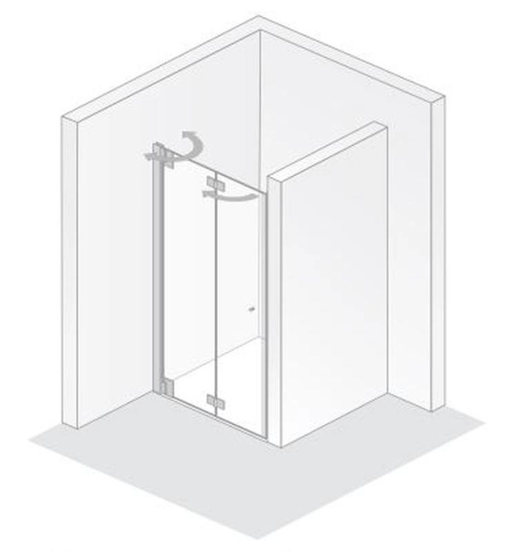 HSK Duschtür Drehfalttür Nische pendelbar „K2P“ Glas Klar hell, Profile Chromoptik (Alu Hochglanz poliert) HSK Duschtür Drehfalttür Nische pendelbar „K2P“ Glas Klar hell, Profile Chromoptik (Alu Hochglanz poliert)