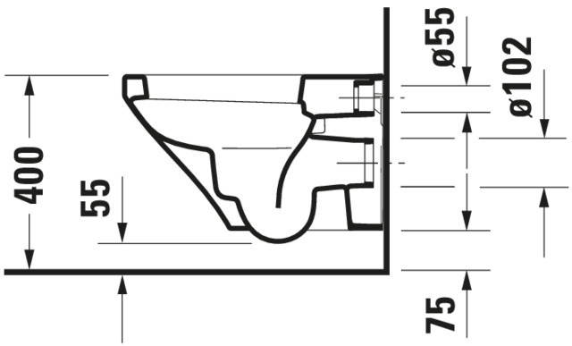 Wand-WC DuraStyle 540 mm Tiefspüler, Durafix, weiß, HYG