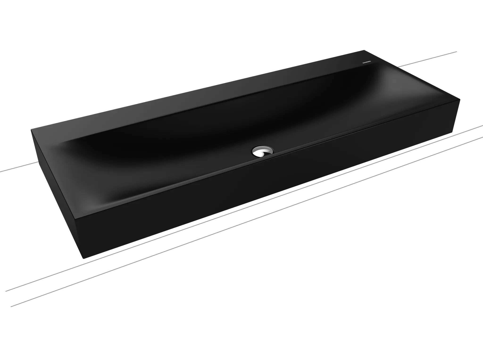 Doppelwaschtisch „Silenio“ 120 × 46 cm, ohne Hahnlochbohrung in schwarz matt, mit Perl-Effekt