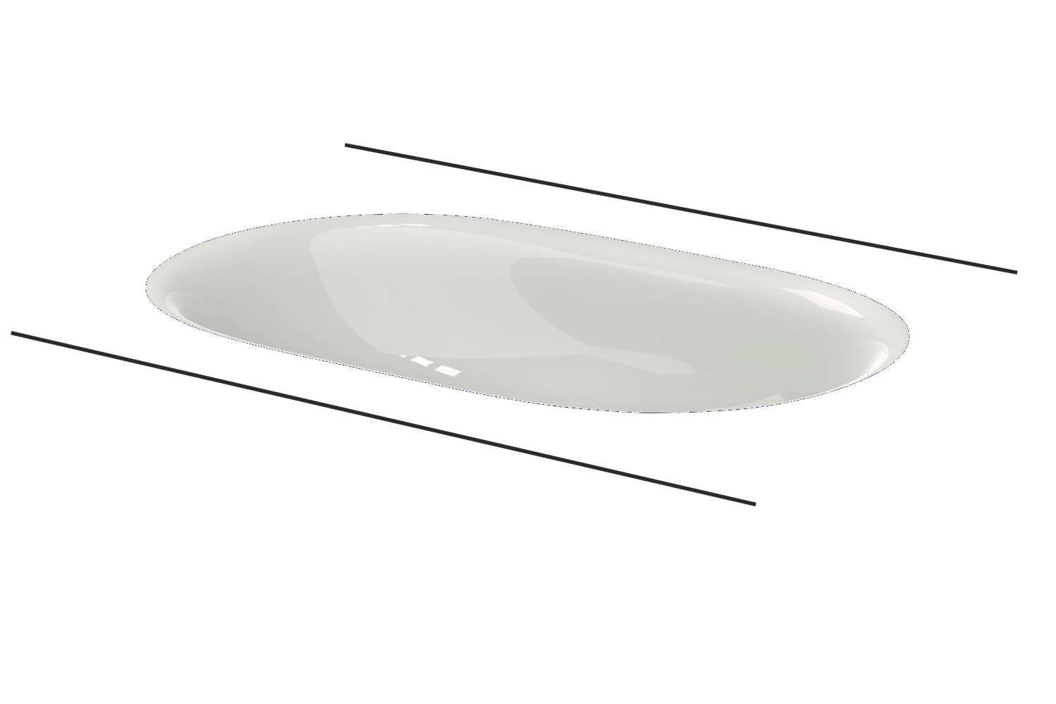 Comodo Unterbau Waschtisch, Weiß, 574x380x120/2 mm, glasierter Titan-Stahl, Oval