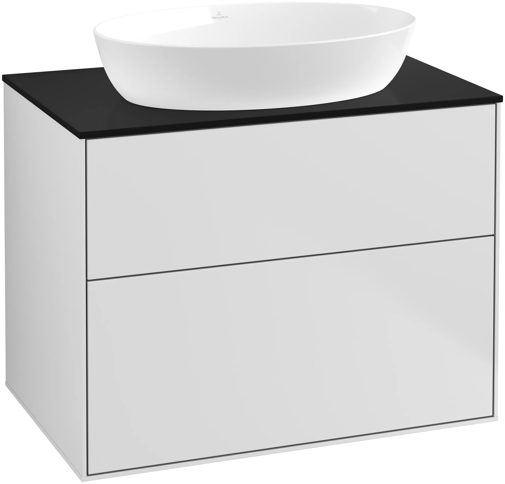 Villeroy & Boch Waschbeckenunterschrank Finion G99, 800 x 603 x 501 mm, mit Beleuchtung, 2 Auszüge, White Matt Lacquer / Glass Black Matt