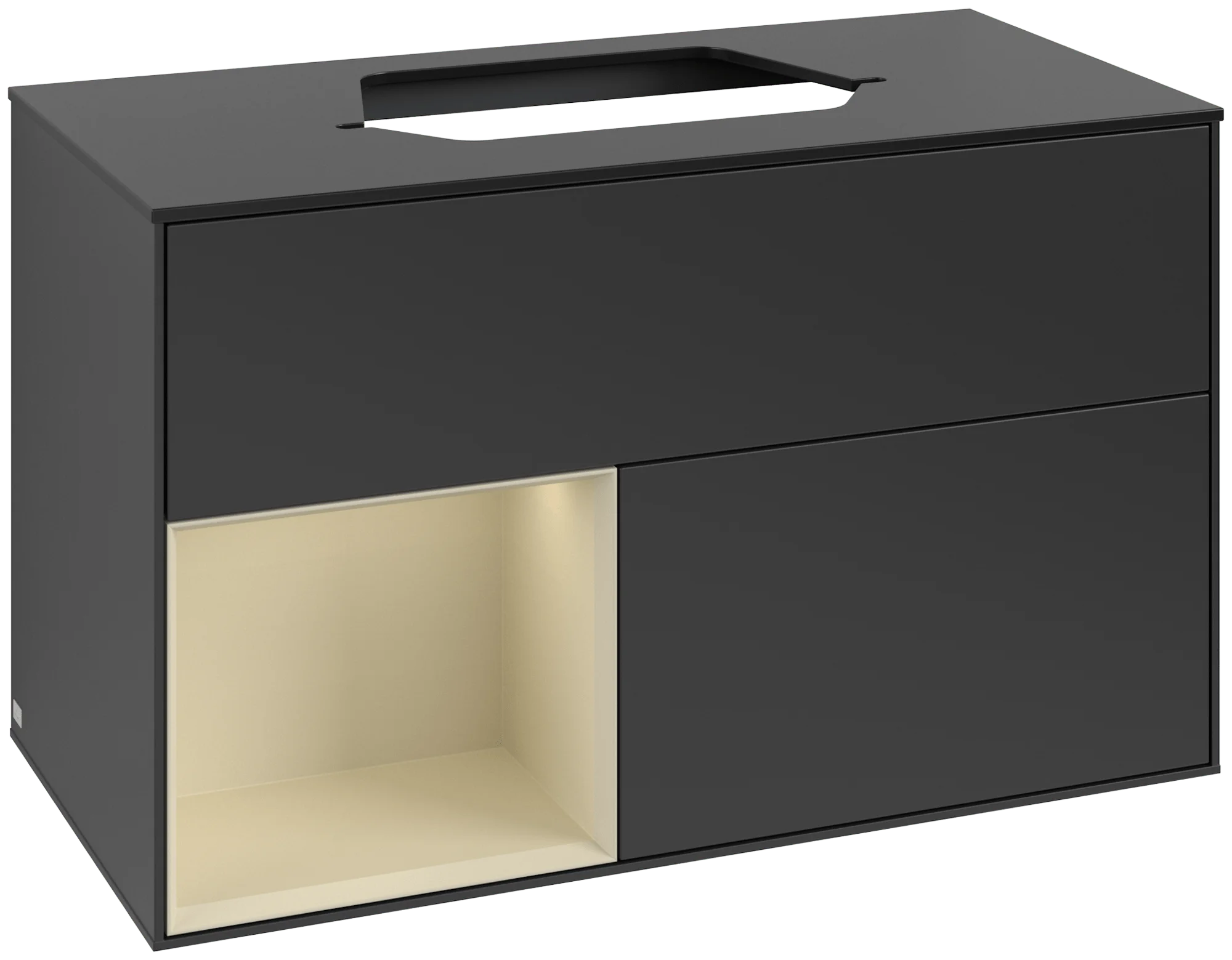 Villeroy & Boch Waschbeckenunterschrank Finion F36, 1000x603x501 mm, Black Matt Lacquer, mit Beleuchtung und Push-to-open Funktion