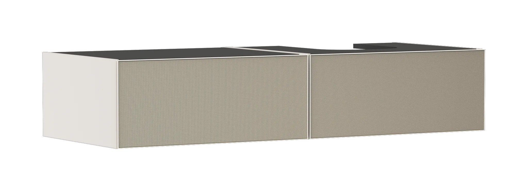 Xevolos E Waschtischunterschrank Sandbeige Matt 1370/550 mit 2 Schubkästen für Konsole mit Ausschnitt rechts, Oberfläche Front: Bronze Struktur