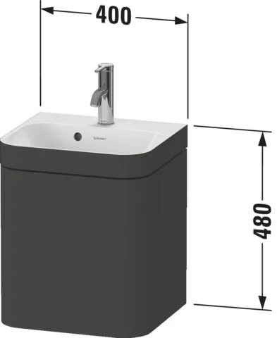 Duravit Waschtischunterschrank c-shaped Set wandhängend „Happy D.2 Plus“ 40 × 48 × 36 cm in Weiß Hochglanz