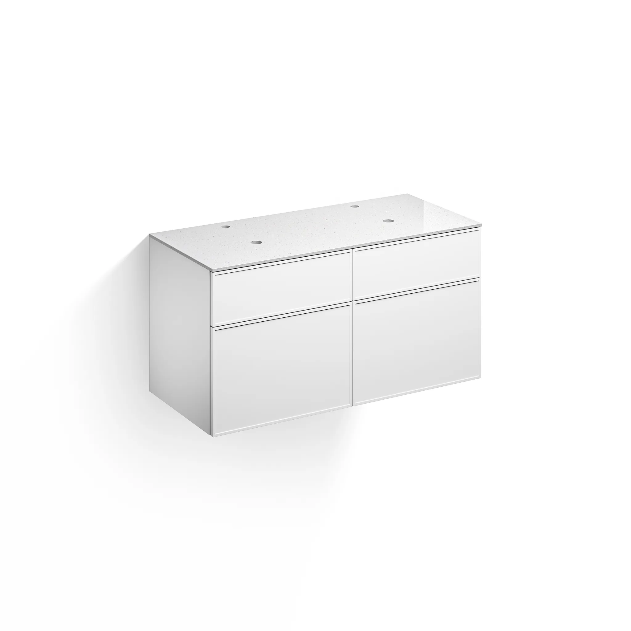 Alape Waschtischunterschrank „Arkta“ 1203 × 612 mm Weiß, ohne Hahnlochbohrung, links und rechts