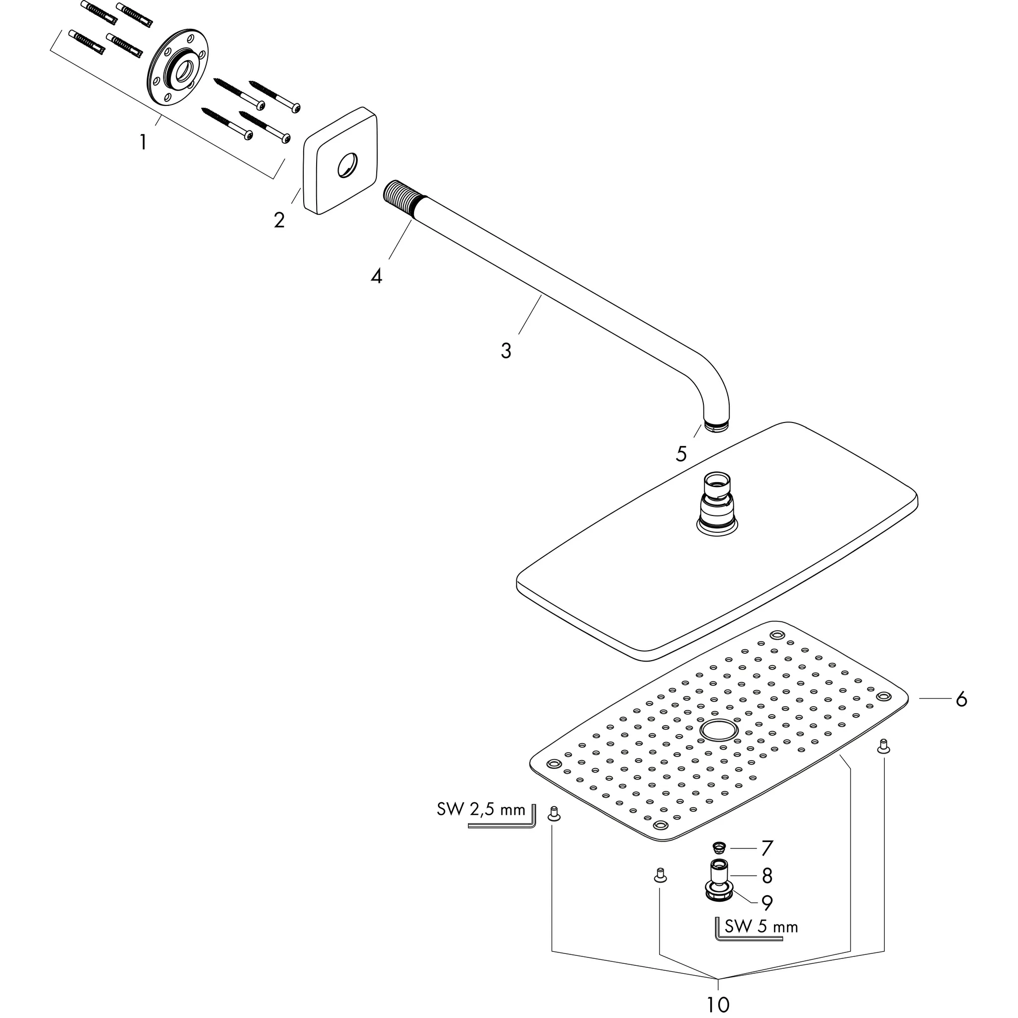 Kopfbrause Raindance E 360 Air 1jet 360mmx190mm mit Brausearm 390mm chrom Kopfbrause Raindance E 360 Air 1jet 360mmx190mm mit Brausearm 390mm chrom