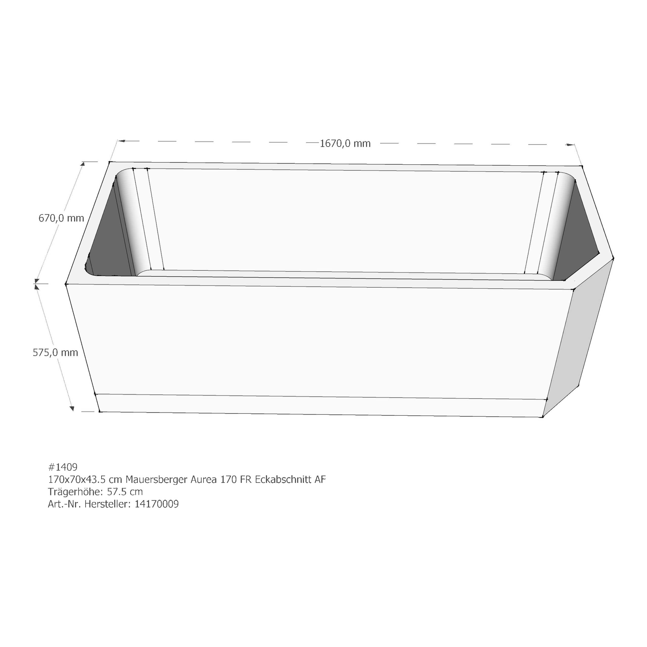 Badewannenträger für Mauersberger Aurea 170 FR 170 × 70 × 43,5 cm Badewannenträger für Mauersberger Aurea 170 FR 170 × 70 × 43,5 cm