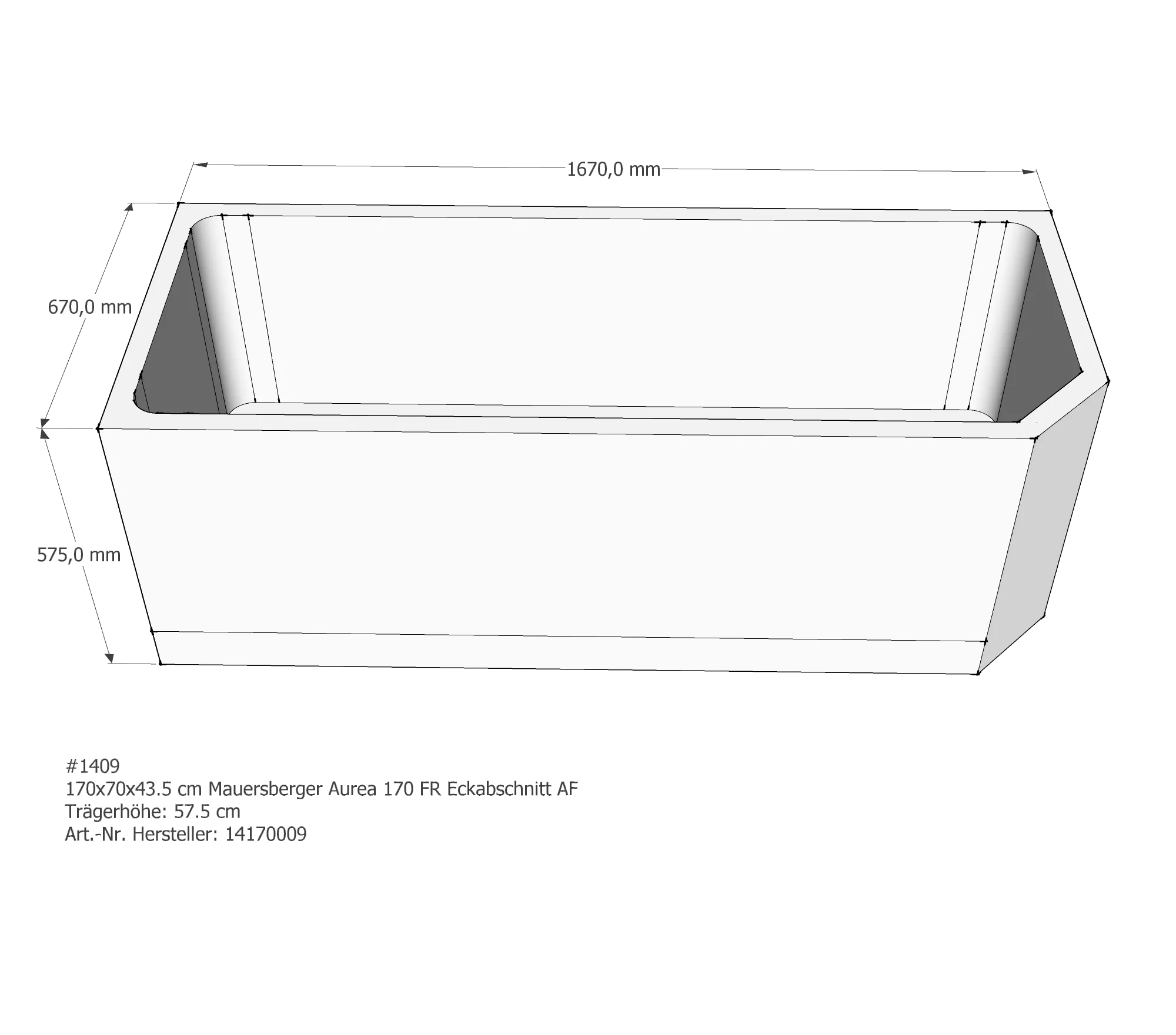 Badewannenträger für Mauersberger Aurea 170 FR 170 × 70 × 43,5 cm Badewannenträger für Mauersberger Aurea 170 FR 170 × 70 × 43,5 cm