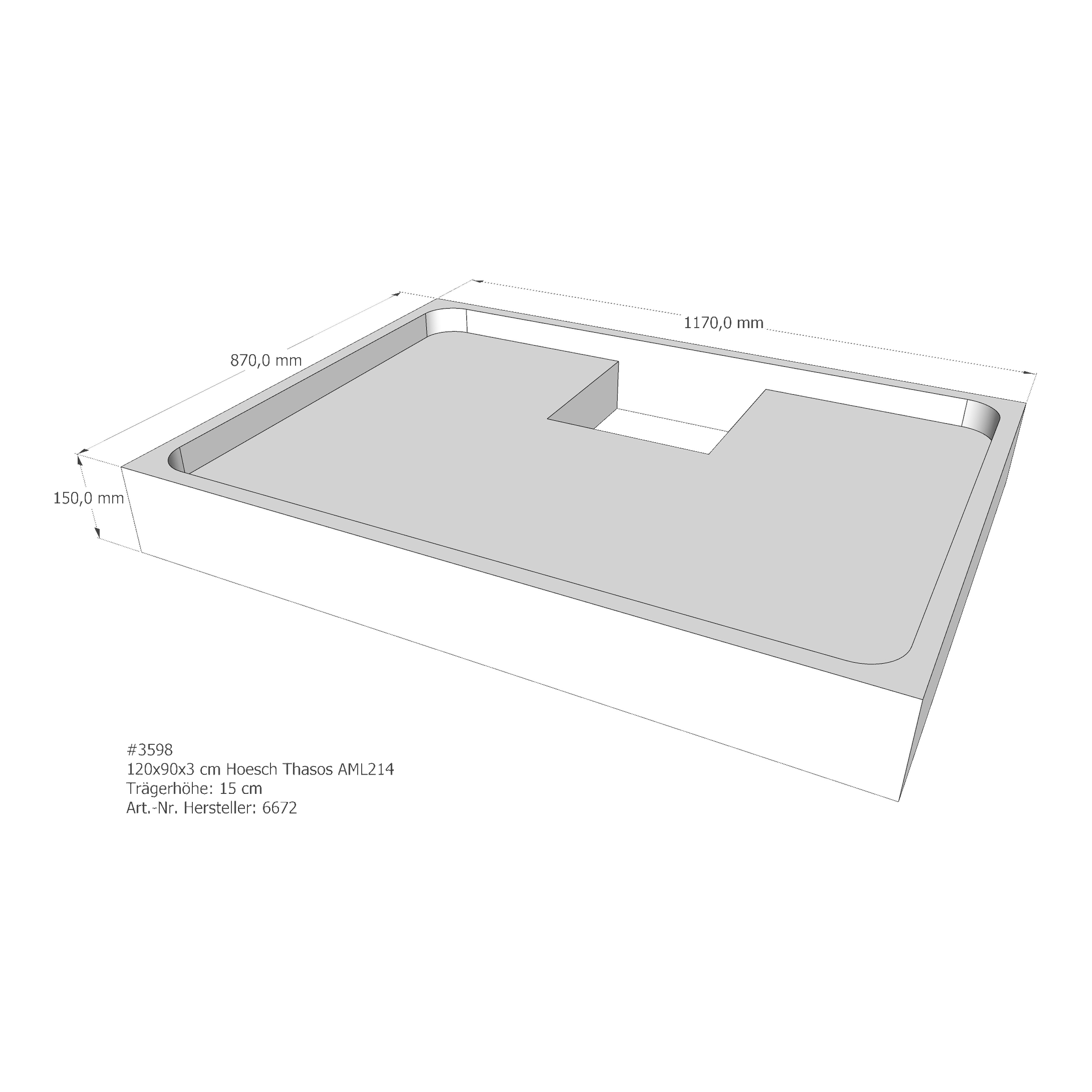 Duschwannenträger für Hoesch Thasos 120 × 90 × 3 cm