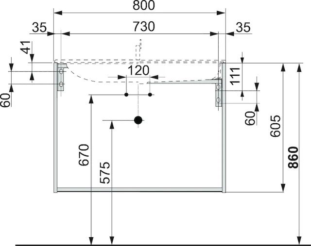 X-Line Waschtischunterbau mit Auszug/Schubkasten 800 x 605 x 490 mm cashmere/cashmere