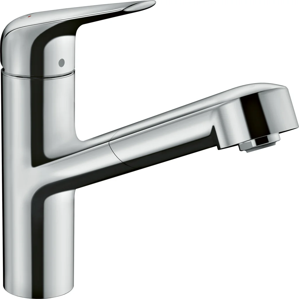 Hansgrohe Focus M42 Einhebel-Küchenmischer 150, Auszieharm, Chrom, Schwenkbereich 120°, Normalstrahl, Keramikmischsystem, max. Durchfluss 8 l/min, Auszugslänge bis 50 cm